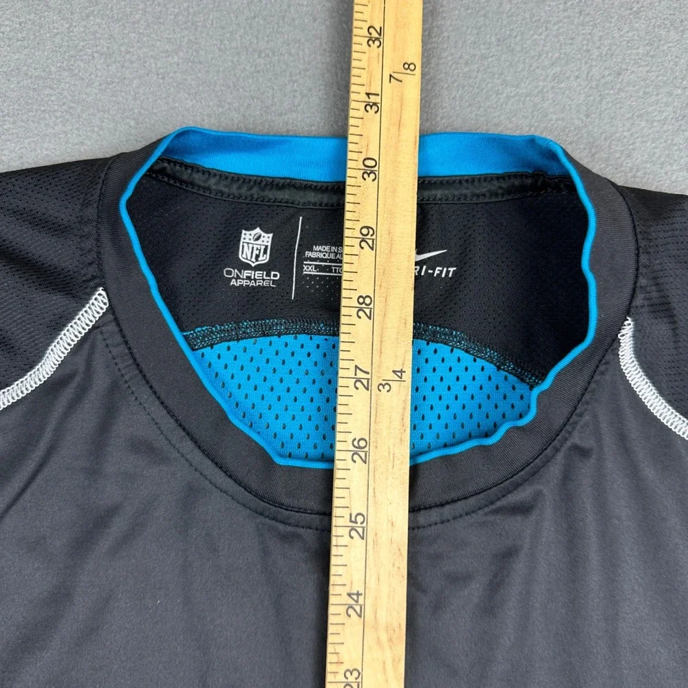 Nike Carolina Panthers NFL Dri-FIT Shirt Mens XXL Black Blue Mesh Training Top
